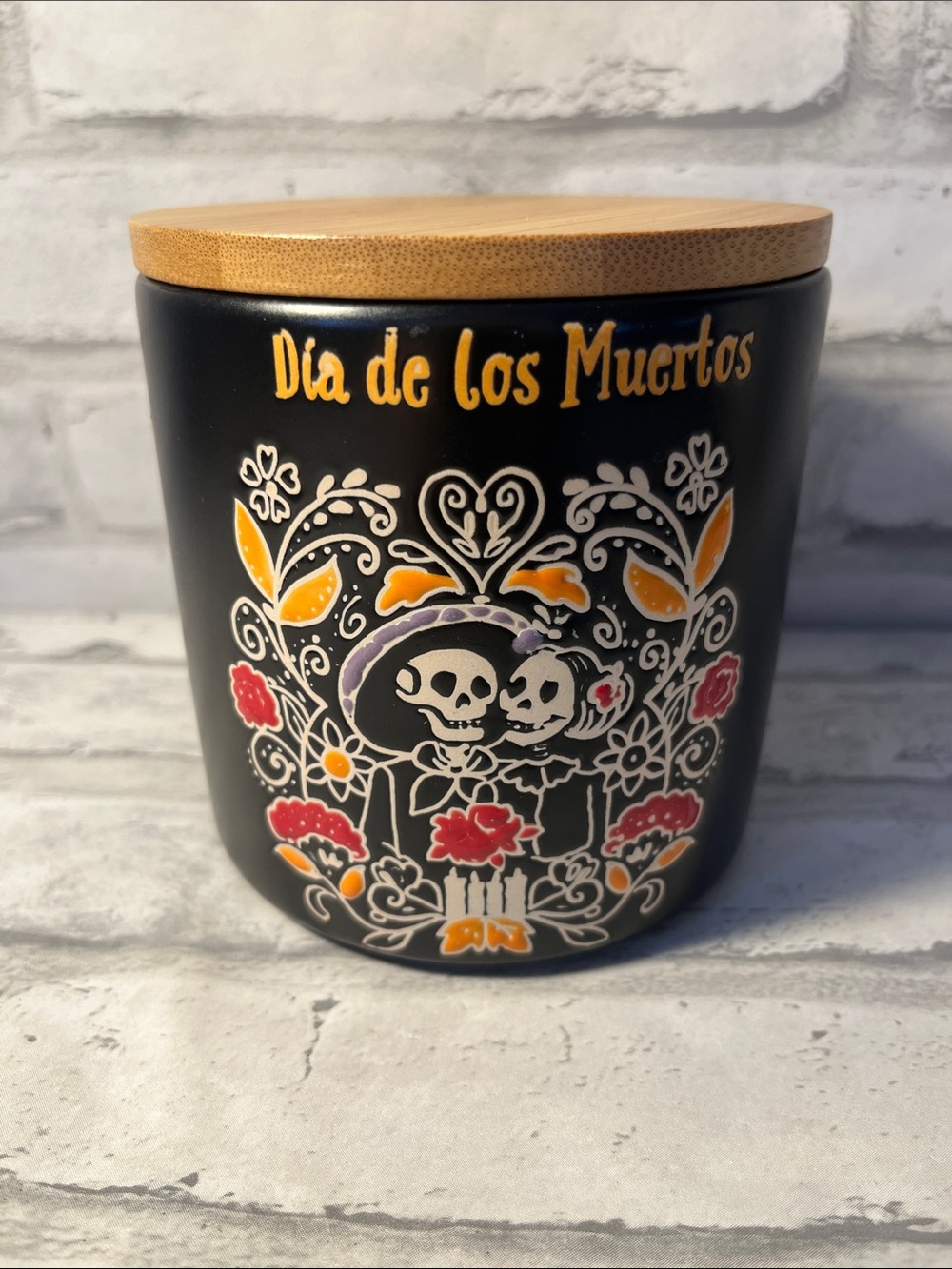 Spectrum Designz Black Ceramic Canister dia de los muertas